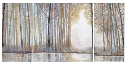 Madison Park Wall Art Living Room Décor - Triptych Scenery Watercolor Canvas, Home Accent Modern Dining Decoration, Ready to Hang Painting for Bedroom, Multi-Sizes, Natural Forest Reflection 3 Piece