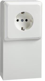 Schneider Electric Elso Schuko-Steckdose im Geräteträger mit Schachtauslass, 1-Fach, 16A, Renovierung, Steckklemme, reinweiss, Artikelnummer 505404, 1 Stück