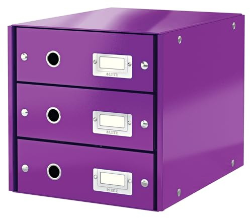 Leitz, Schubladenbox, Lila, 3 Schubladen, A4, Click & Store, 60480062