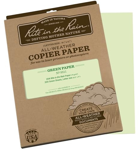 Rite In The Rain Wetterfestes Kopierpapier, 21,6 x 27,9 cm, 20# grün, 200 Blatt (Nr. 9511)