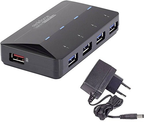 Hub USB 3.0 Renkforce 4+1 Ports avec Port de Charge Rapide, avec LEDs de statut Noir