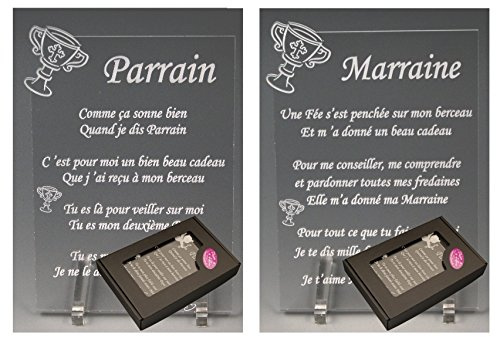 1 Poème Parrain + 1 Marraine - Calice - Baptême & Communion