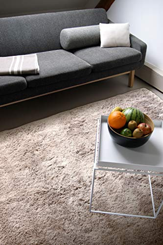 floor factory Moderner Teppich Delight Taupe 160x230cm - edler Designer Teppich mit flauschig weichem Flor