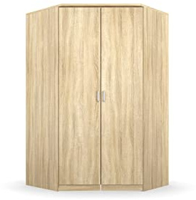 Rauch Möbel Bremen, Eckschrank, Farbe Eiche Sonoma, Breite 117 cm | Eckkleiderschrank, 2-türig, Zubehör Basic, für Schlafzimmer, Kinderzimmer, Hauswirtschaftsraum, Garderobe, Flur