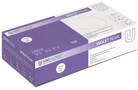 UNIGLOVES - Violet PEARL® Violett passgenaue Einweghandschuhe aus Nitril | Lebensmittelecht, puderfrei & latexfrei| hohe Festigkeit & Haltbarkeit | 100 Stück | Einmalhandschuh M