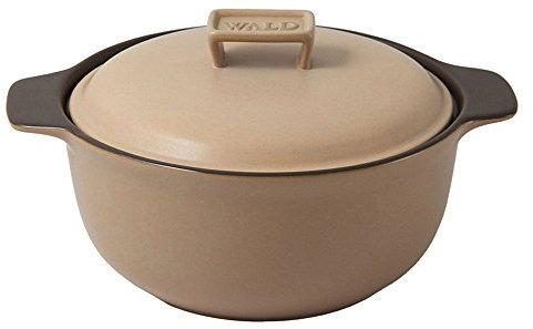 Wald Pentola grande in ceramica Kergrès per cottura lenta su fiamma, forno tradizionale e microonde - Non assorbe odori, né grassi o liquidi - Ø 29,5 x35x18h cm con coperchio - 400 cl (Tortora)