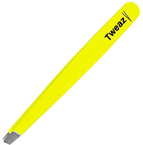 K-Pro TWEAZY Pinzette für Augenbrauen & Gesicht - Edelstahl Neon Gelb | Präzise Augenbrauenpinzette mit schräger Spitze für Damen & Herren, ideal zur Haarentfernung und Gesichtspflege.