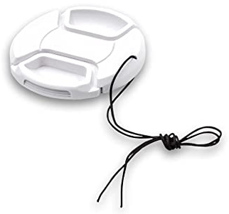 vhbw Tapa de Objetivo Universal 62 mm para cámara, DSLR - plástico, Blanco, con Mango Interior