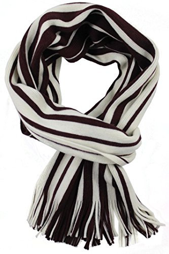 Rotfuchs Schal Strickschal Raschelschal Streifen modisch weinrot weiß 100% Wolle (Merino) R-70