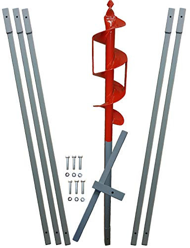 6m Erdbohrer mit 110mm Bohrkopf -VERLÄNGERBAR- auch als Brunnenbohrer, Handerdbohrer, Erdlochbohrer, Brunnenbohrgerät, Pflanzbohrer, Zaunbohrer, Pfahlbohrer UVM. einsetzbar !
