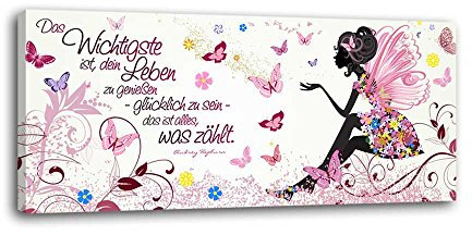dalinda® XXL-Wandbild Leinwandbild mit Spruch Dein Leben genießen... 100x40cm Keilrahmenbild Kunstdruck Wandbild Panorama Leinwandbild LS044