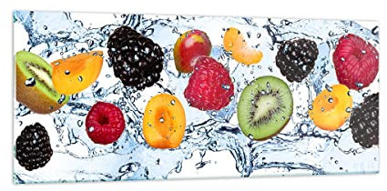 Quadro su Vetro 100x40cm Stampe da Parete in Vetro Acqua frutta fresco cibo Grandi Decorazione Murale Camera da Letto Cucina 1 pezzo Quadri Moderni Soggiorno Grafica Immagini Wall Art GAB100x40-2675