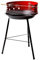 AKTIVE Barbecue a carbonella portatile rotondo, BBQ da esterno, 37,5x38,5x70 cm, griglia regolabile, frangivento in metallo rosso, manico in legno, struttura in metallo stabile