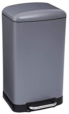 5Five - Poubelle cuisine 30 litres - Gris - Ariane - Poubelle en Métal - Seau amovible et Poignée arrière