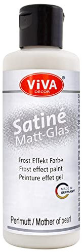 Viva Decor Satiné Matt-Glas (Perlmutt, 82ml) Farbe für Glas wasserfest - Frosteffekt Farbe - Porzellan Farbe - Satinierfarbe, Frostfarbe, Made in Germany.