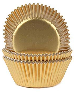 Lot de 50 caissettes en papier métallique Miss Bakery S House - Moules à cupcakes pour mariage ou bar à bonbons - Taille standard or