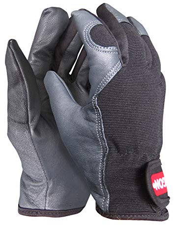 OREGON - Gants de Travail en Cuir & Tissu Extensible, Poignets Ajustables, Gants de Jardinage & Bricolage, Anti-Froid / Vent / Humidité, Anti-Coupure EPI - Taille M