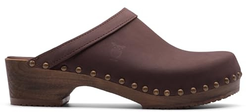 Sandgrens Handmade Swedish Wood Clogs for Women, Low Heel Mule US 7 | Athens Fudge Nubuck DK, EU 38
