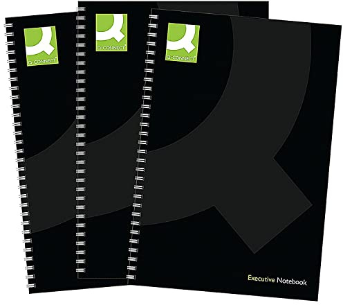 Q-Connect inbunden trådbunden bok, A5, svart, 3-pack