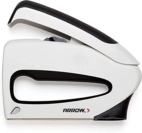 Arrow TT21 TruTac - Grapadora manual para tapicería, manualidades, decoración y reparaciones, se adapta a grapas de alambre fino JT21, negro/blanco