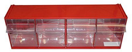Mobil plástico 4 compartimento inclinación de basura Madia 4, Cubo de Basura, Contenedor de Basura, color: rojo, tamaño: L = 178 mm x W = 600 mm x H = 206 mm