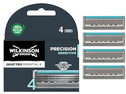 Wilkinson Sword Quattro Titanium Sensitive Lames de Rasoir pour Homme, Standard, 4 Unité (Lot de 1)