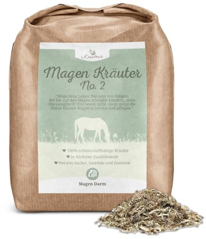 Krauterie Magen Kräuter No. 2 für Pferde (500 g) | Artgerechtes Ergänzungsfutter für Pferde in Spitzenqualität - frei von Zusatzstoffen, getreidefrei, zuckerfrei, melassefrei