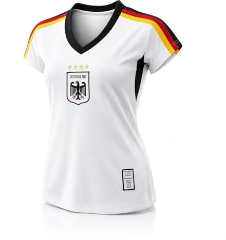 MC-TREND Damen-Fußballtrikot, Deutschland Nationalmannschaft, Schwarz, Kurzarm, Reguläre Passform, XXL