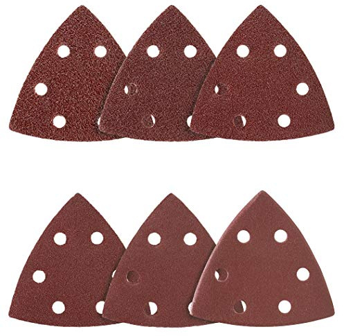 Delta-Schleifdreiecke │ 50 Stück │ 6-Loch │ 93 x 93 x 93 mm │ Korn 120 │ für Deltaschleifer │ Schleifblätter │ dreieckige Schleifpads │ Schleifpapier
