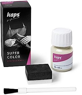 Kaps Super Color Lederfarbe für Naturleder, Synthetik und Textil, Lederfärber, 25 ml, Weißgrau 153