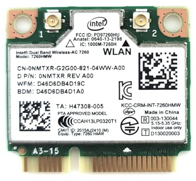 Intel 7260.HMW Dual Band Wireless-AC 7260 Network Adapter PCI Express Half Mini Card 802.11 b/a/g/n/ac