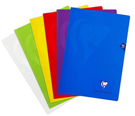 Clairefontaine 293162AMZ Lot de 2 Cahiers Agrafés Mimesys - A4 21x29,7 cm - 96 Pages Petits Carreaux - Papier Blanc 90 g - Couverture Polypro Couleurs Aléatoires