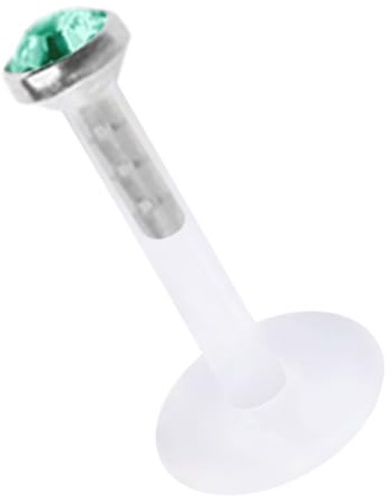 Modern Nature Piercing-Schmuck Lippenpiercing Teflon Labret Stecksystem Stahl 1,2 mm + Stein 2,0 mm wählbar in vielen Farben