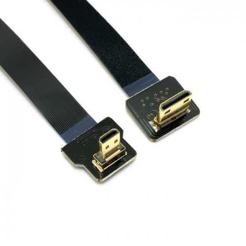 JSER 90 Degree Up Angled FPV Micro HDMI Male to Mini HDMI FPC Flat Cable 20 cm Compatible with GoPro Multicopter Aerial Photography Support 1080p 60Hz