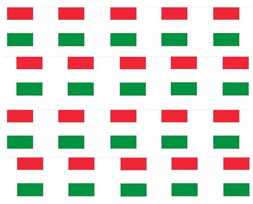 Banderines de bandera italiana, 10 m, 20 banderas de poliéster para todo tipo de clima, para interiores y exteriores, deportes, fiestas callejeras, festivales y celebraciones