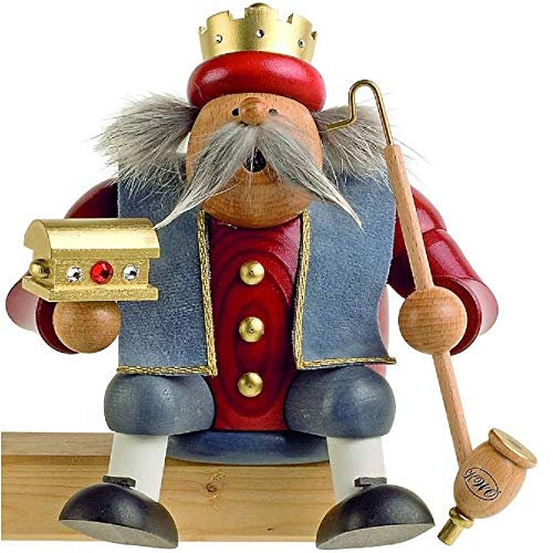 KWO Holy King Caspar Smoking Man Figurine, Wood, Multi-Colour, 30 x 30 x 17 cm