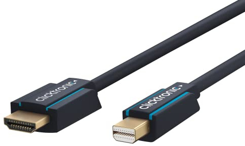 Clicktronic Cable certificado adaptador Mini Displayport a HDMI / 4K@30Hz / Alta Velocidad 10,2 Gbps/Compatible con FreeSync y G-Sync, Gaming, UHD TV, Pantalla, Monitor / 1 M