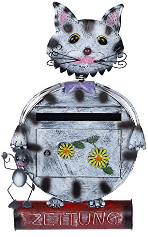 Pregiata cassetta portalettere, design: gatti, na12 a478 animali – 2 bemalt. molto bello decorazione in metallo lavorato a mano,