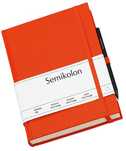 Semikolon 351275 Reisetagebuch Grand Voyage - 14 x 19,2 cm 304 Seiten - 2 Lesezeichen Weltkarte - orange orange