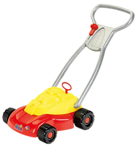 Theo Klein 2095 Rasenmäher, Robuster Spielzeugrasenmäher, Mechanische Ratsch- und Rattergeräusche, Anti-UV, Spielzeug für Kinder ab 18 Monaten