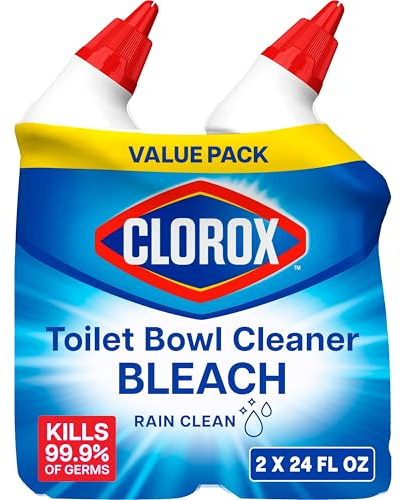 Clorox Toilet Bowl Cleaner Bleach, Rain Clean, 24 Fluid Ounces, Pack of 2 (Package May Vary)