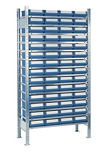 Steck-Anbauregal H2000xB1000xT300mm 14 Böden 56 Kästen Gr. 2 blau
