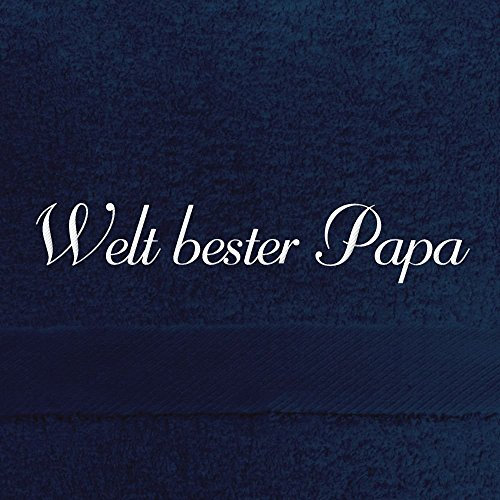 digital print Gästehandtuch mit Namen Welt Bester Papa Bestickt, 40x60 cm, dunkelblau, extra Flauschige 550 g/qm Baumwolle (100%), Handtuch mit Namen besticken, Gästetuch mit Bestickung