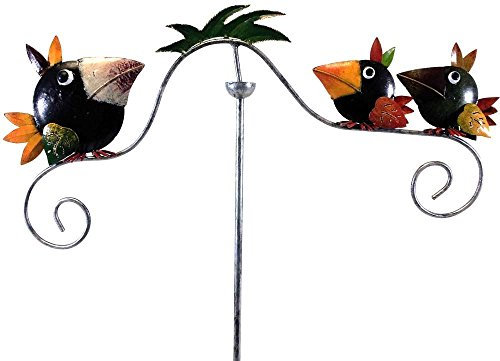 Metal Garden Wind Spinner, Balance Stake - Crow Bird Family