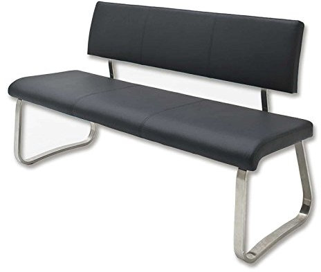 Robas Lund Esszimmersitzbank mit Rückenlehne Kunstleder, Sitzbank Belastbar bis 280 Kg, Küchensitzbank Schwarz, B/H/T: ca. 155 x 86 x 59 cm