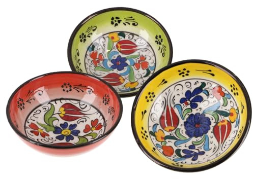 3er Set Orientalische Dekoschüsseln, handbemalt, Ø13 cm, Keramik, Set 11
