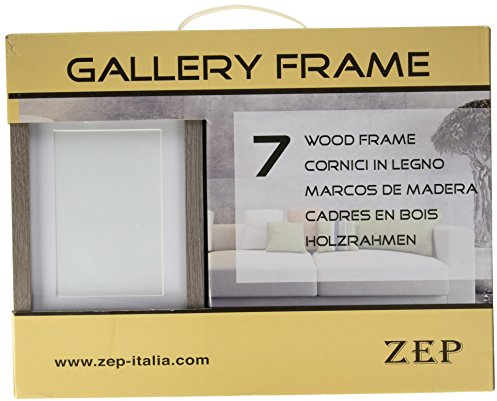 ZEP ZP77 Gallery Set de 7 Cadres Photo avec Passe Partout Bois Gris/Blanc