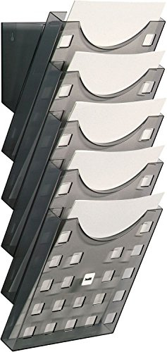 helit h6103108 – Support prospectus mural 5 poches, DIN A4, haut, gris/transparent