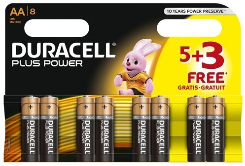 DURACELL AA BATTERIES - 5+3 FREE!