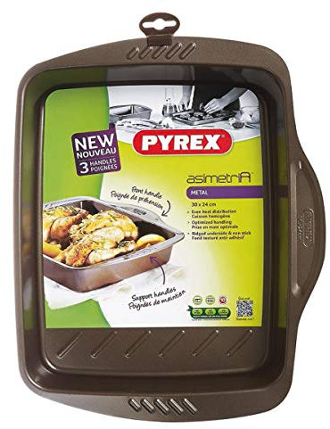 Pyrex - Asimetria - Plat à Four Rectangulaire en Métal Anti-Adhésif 30x24 cm